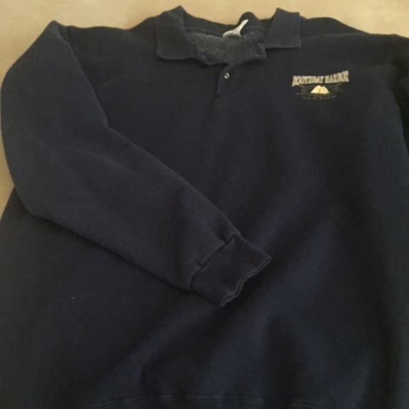 Mens XL Heavy button down fleece lined sweatshirt w/Boothbay Harbor Maine logo - Picture 7 of 7